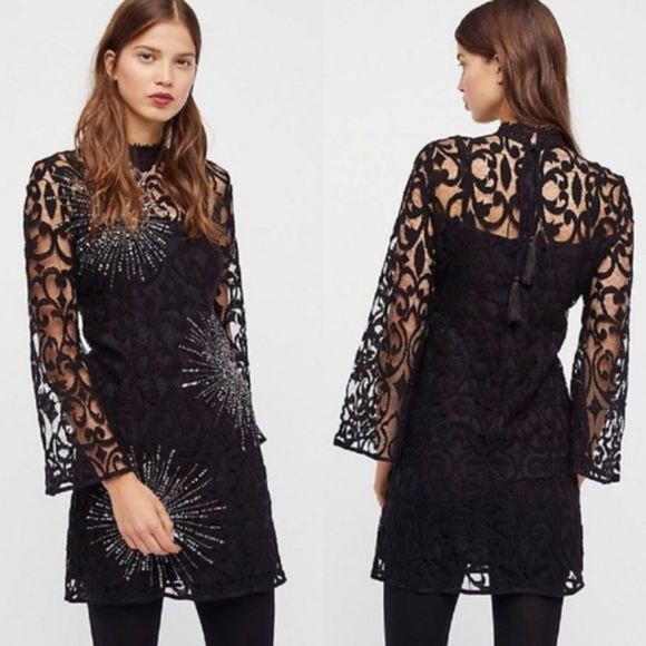 Free People Dresses & Skirts - NWOT Free People Sequin North Star Lace Mini Dress